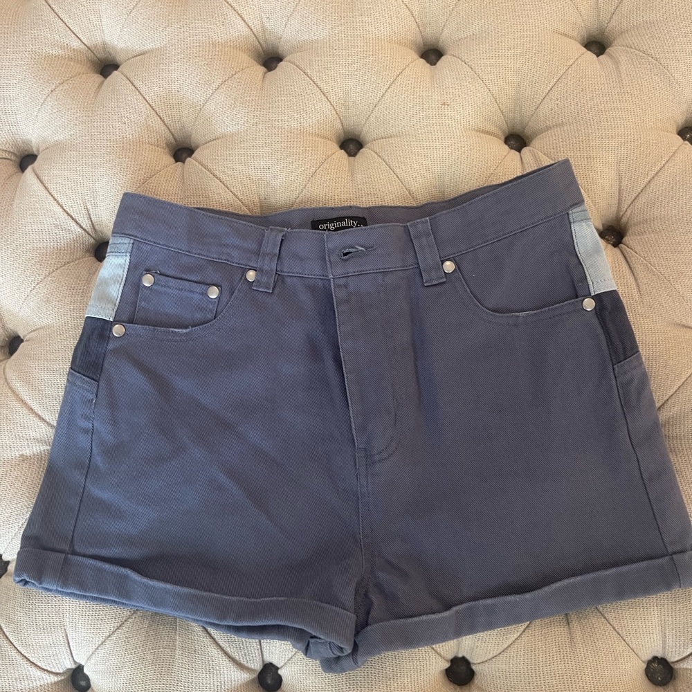 Girls Originality Kids High Waist Blue Shorts